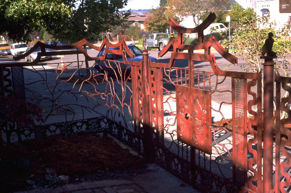yard view of gate as it turns the corner